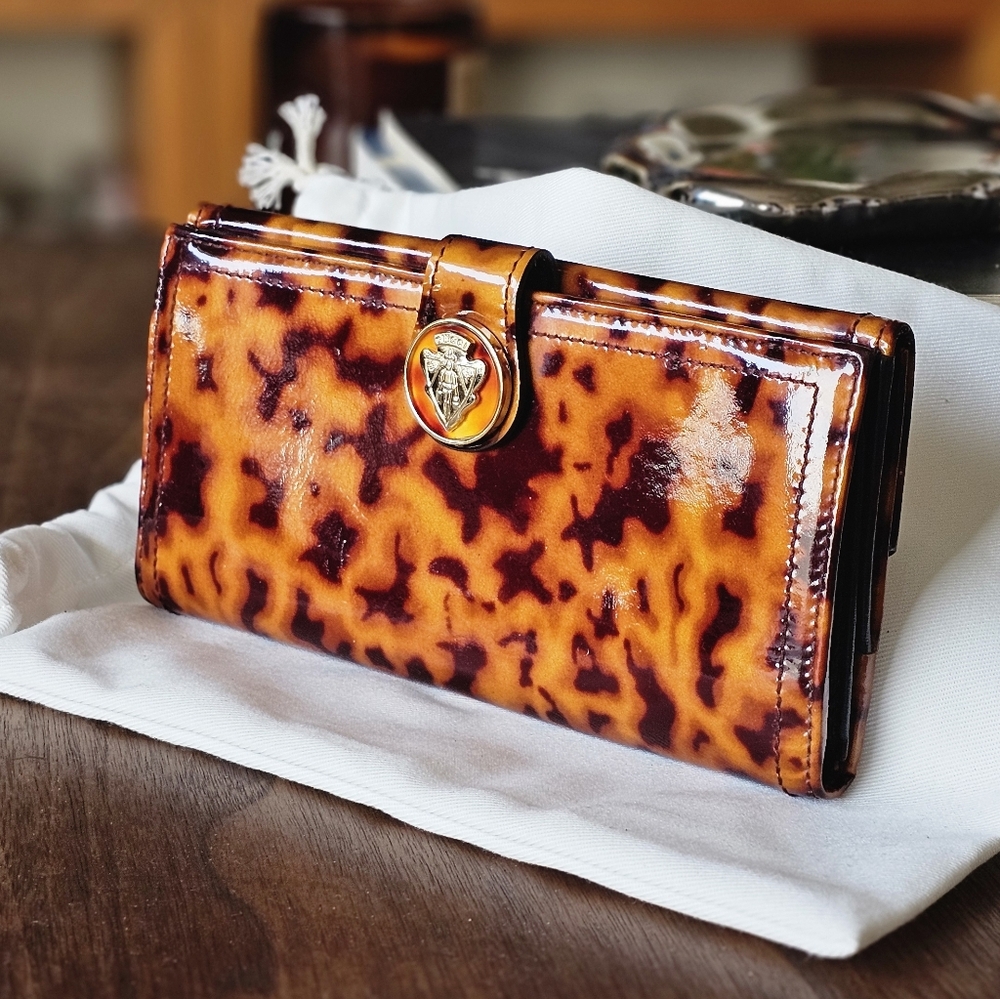RARE Gucci Hysteria Tortoiseshell Patent Leather Bifold Wallet - Picture 2 of 14